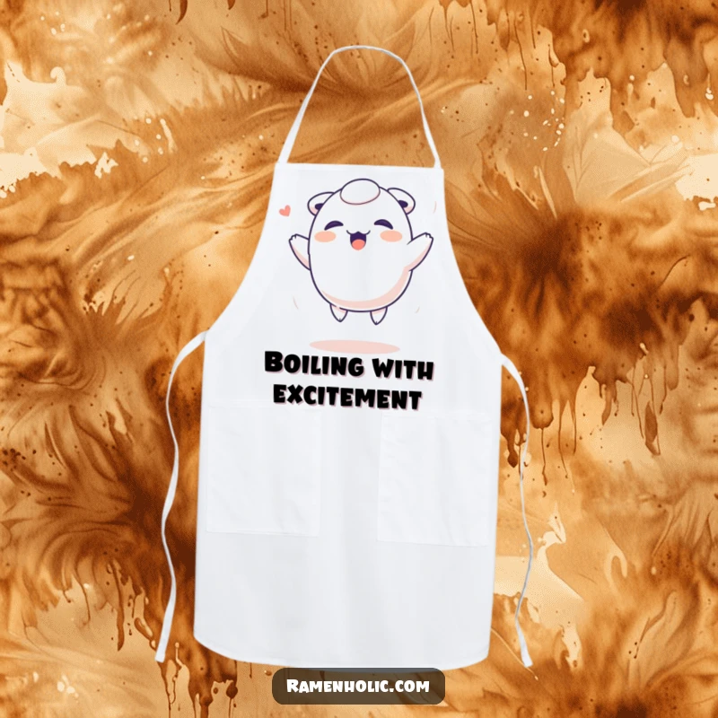 Funny Dumpling Apron: A giggling dumpling character bouncing while cooking, adding humor and fun to kitchen duties.