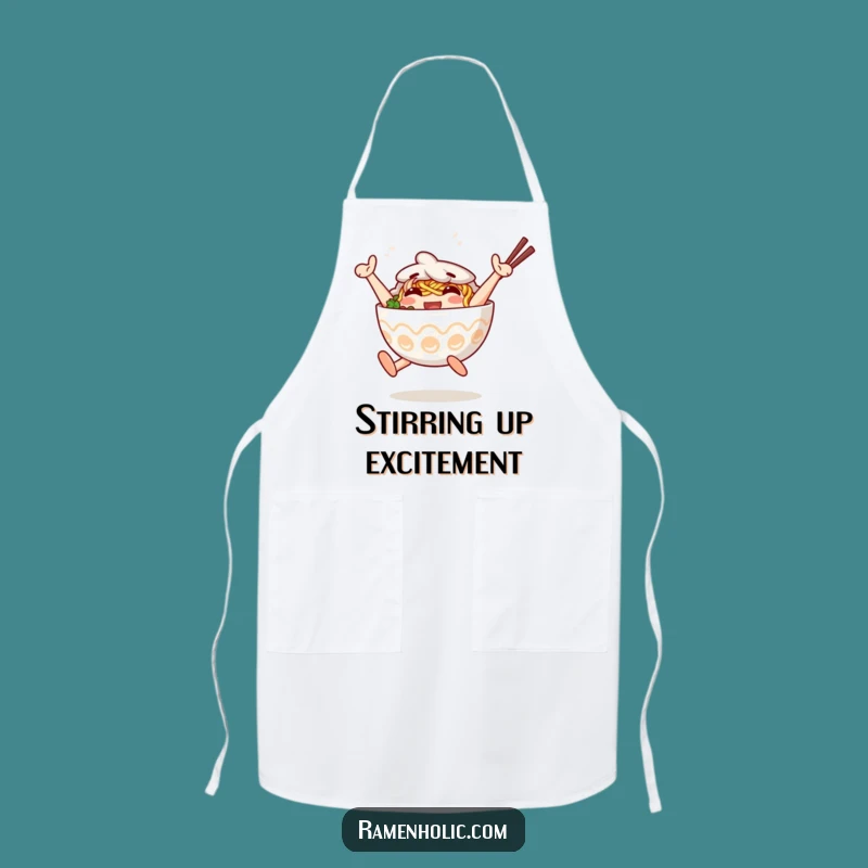 Funny Jumping Ramen Apron: Happy Bowl Pal, Kitchen Funny Gift!