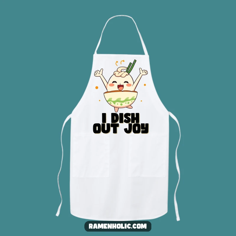 Funny Ramen Bowl Joy Apron: Leaping Chef's Hilarious Kitchen Wear