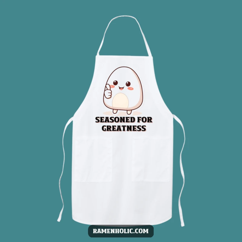Funny Smiling Onigiri Thumbs Up Apron: Hilarious Kitchen Foodie Fun