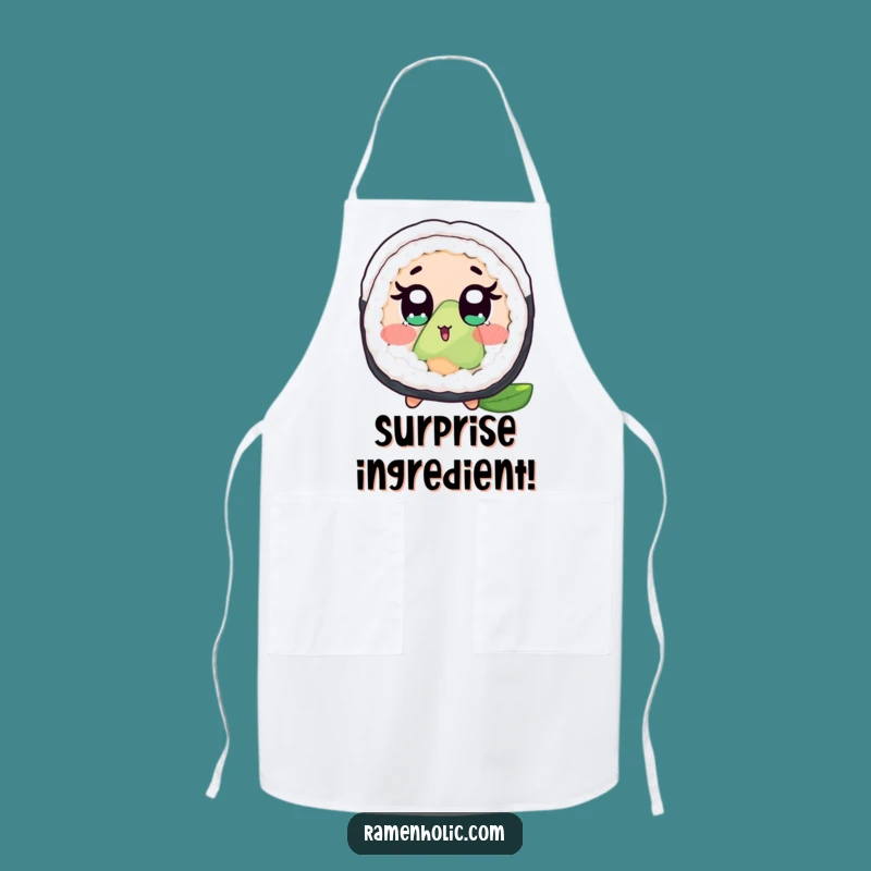 Funny Surprised Sushi Roll Apron: Kitchen Humor for Foodies, Great Present