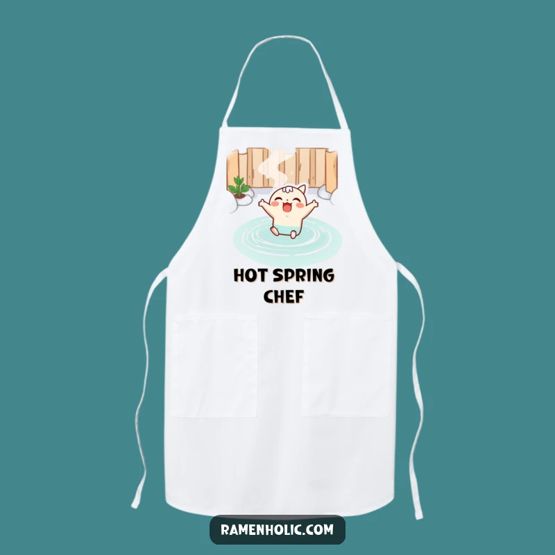 Funny Kawaii Miso Soup Hot Spring Apron: Kitchen Soup Art, Relaxing Funny Gift