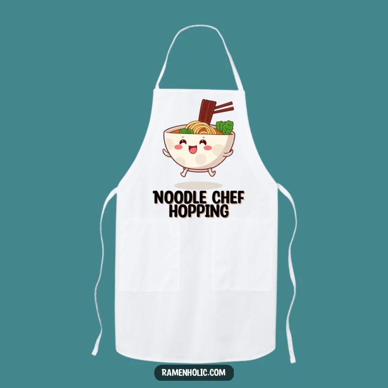 Funny Hopping Ramen Bowl Apron - Chef's Cute Foodie Art Gift