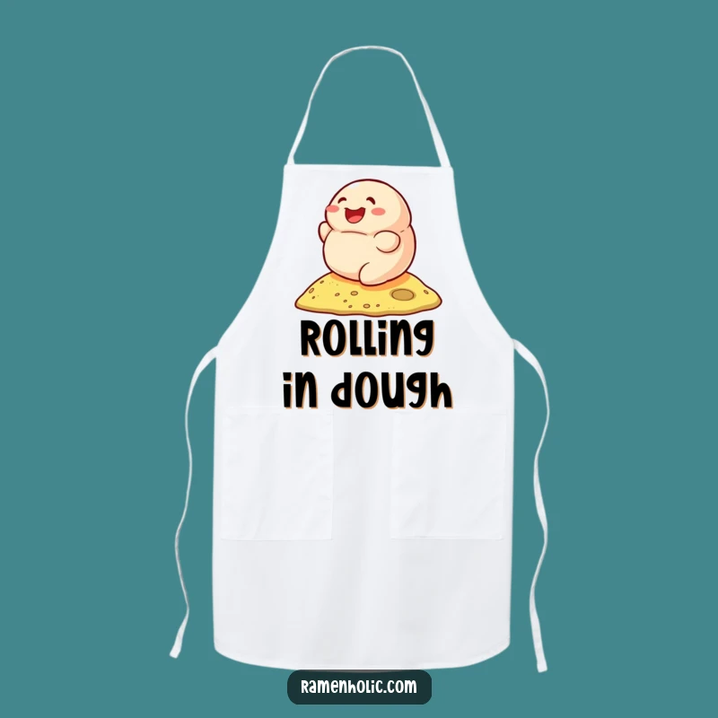 Funny Smiling Dumpling Rolling Apron - Joyful Kitchen Wear for Dim Sum Fans