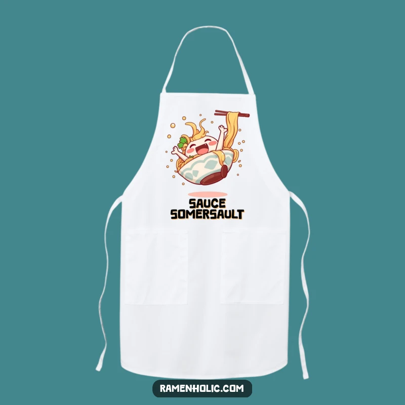 Funny Ramen Somersault Apron: Chef’s Hilarious Dancing Noodle Kitchenwear