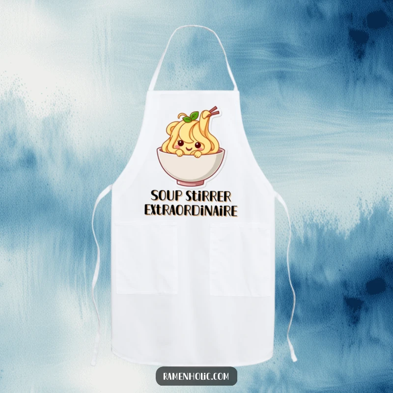 Funny Noodle Apron: A happy noodle character wiggling while cooking, bringing humor and fun to kitchen duties.
