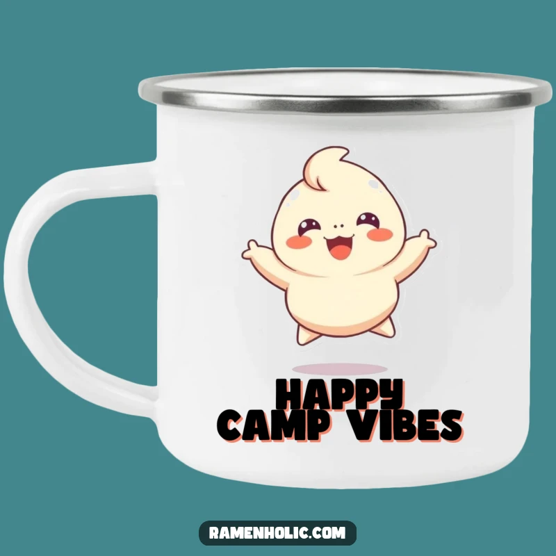 Funny Cheerful Dumpling Camping Mug, Joyful Outdoor Drinkware