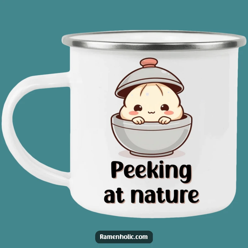 Funny Dumpling Camping Mug: Shy Peek on the Go, Cozy Outdoor Gift