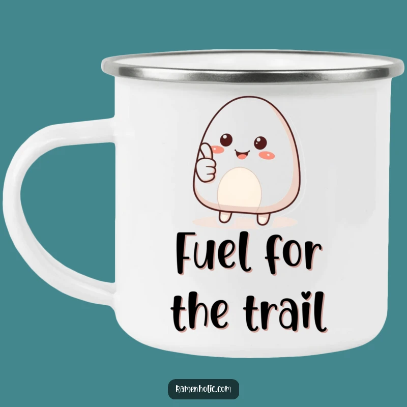 Funny Smiling Onigiri Thumbs Up Camping Mug: Hilarious Foodie Outdoor Fun