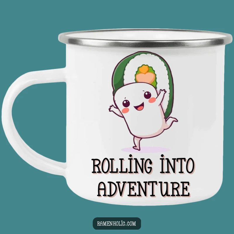 Adventure Ready Funny Sushi Roll Cartwheel Camping Mug