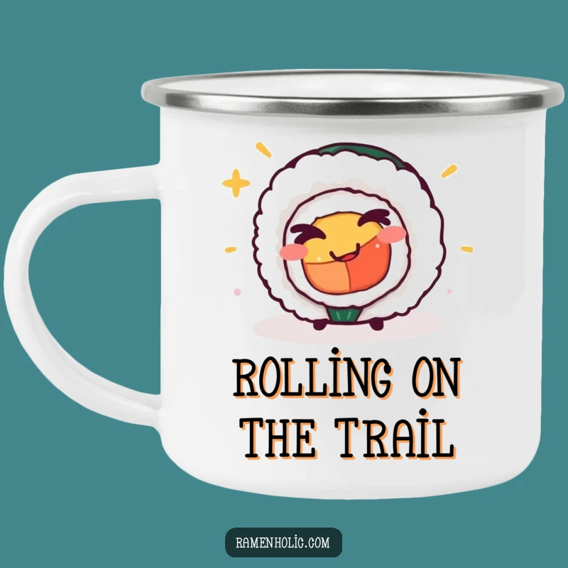Funny Cheeky Sushi Roll Camping Mug: A Playful Gift for Outdoor Adventures and Coffee