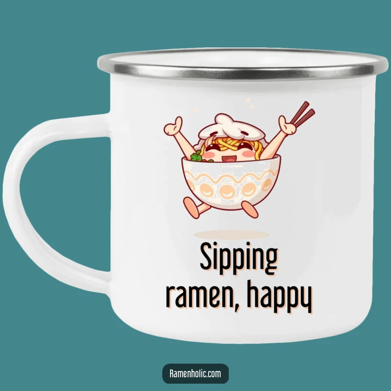 Funny Jumping Ramen Camping Mug: Happy Bowl Pal, Outdoor Funny Gift!