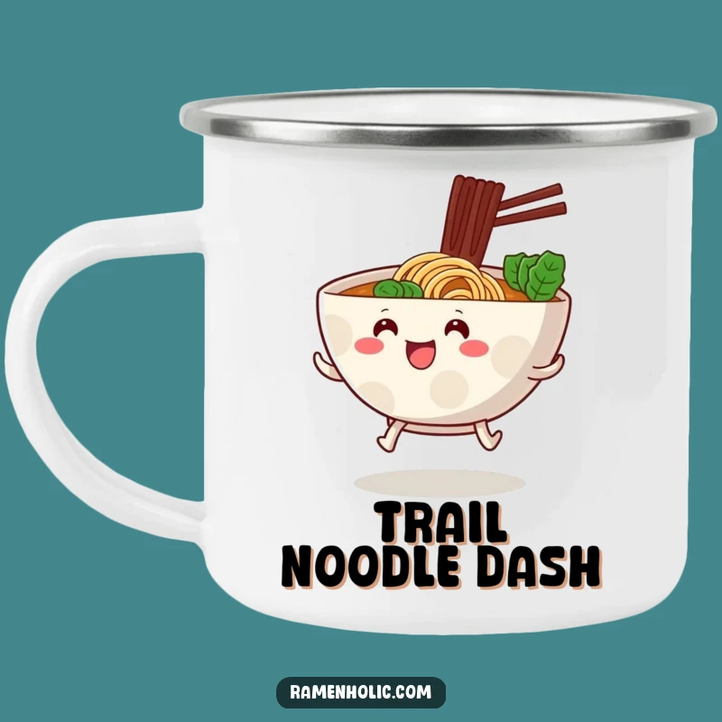 Funny Hopping Ramen Bowl Camping Mug - Durable Cute Foodie Outdoor Gift