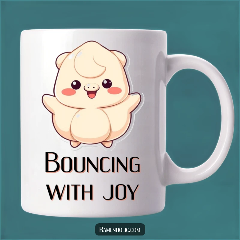 Funny Bouncing Dumpling Mug: Cheerful Cartoon Foodie Gift for Happy People