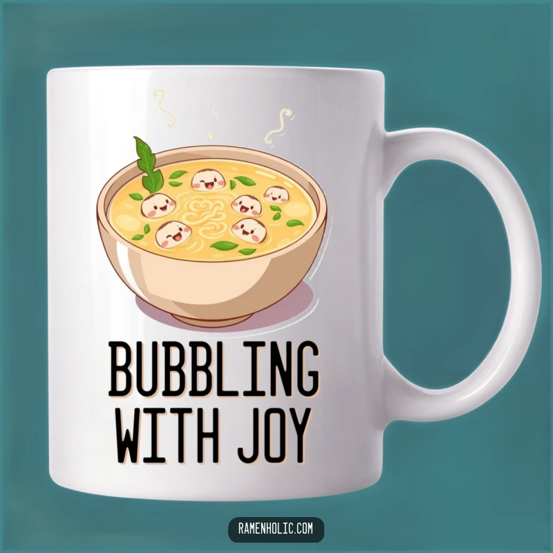 Funny Broth Laughs Mug - A Joyful Bowl of Soup with Noodle Friends Gift
