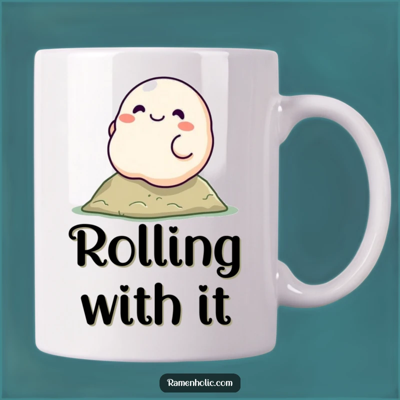 Funny Dumpling Mug: Rolling Character Design, Perfect Gift for Foodies & Comfort Lovers