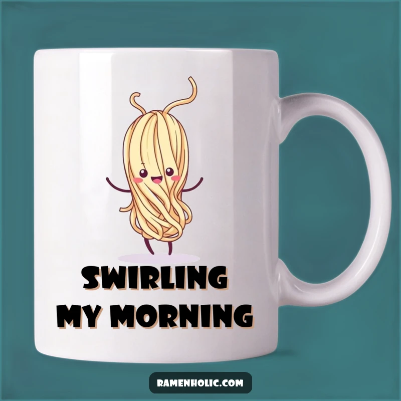 Funny Kawaii Noodle Dance Mug: Whimsical Swirls, Perfect Funny Gift