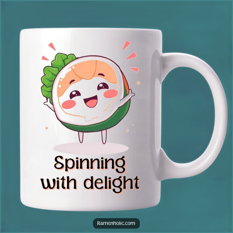 Funny Sashimi Spin Mug - Happy Fish Slice Coffee Cup, Perfect Funny Gift!