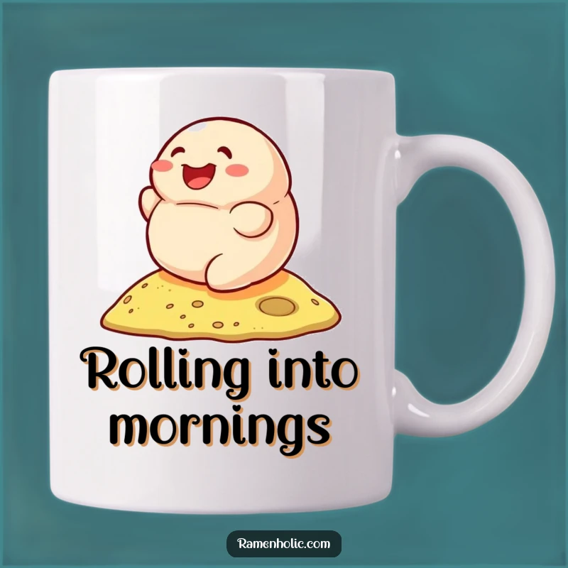 Funny Smiling Dumpling Rolling Mug - Joyful Foodie Gift for Dim Sum Lovers