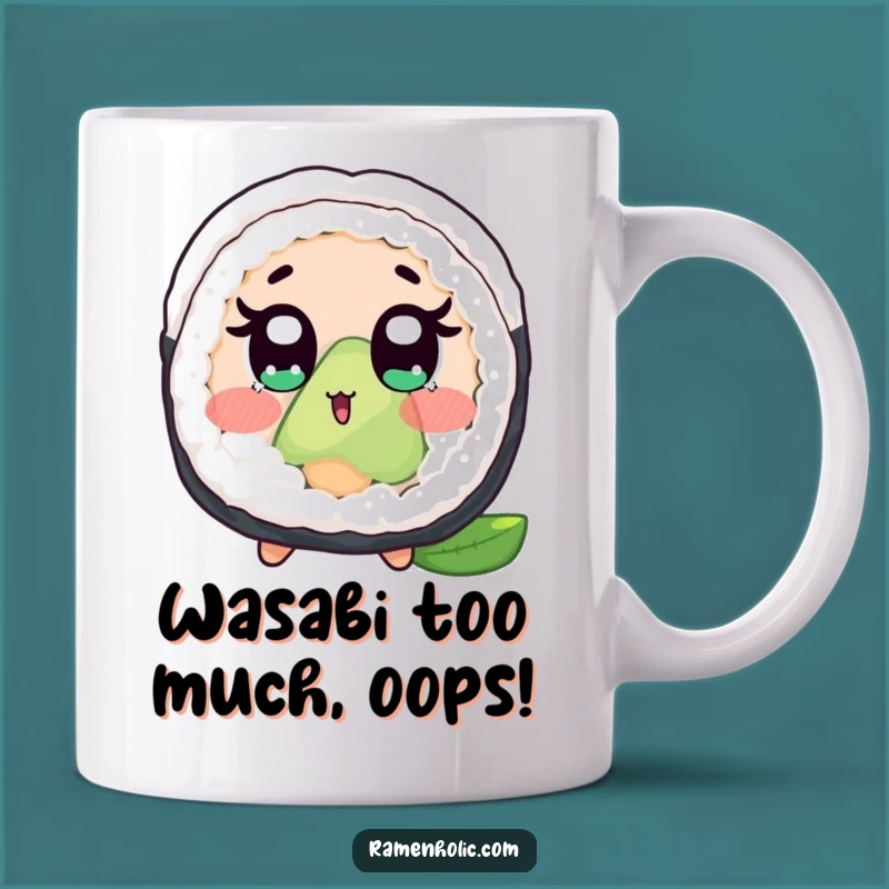 Funny Surprised Sushi Roll Mug - A Hilarious Cartoon Foodie Gift for Sushi Lovers
