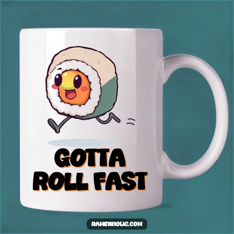 Funny Kawaii Sushi Sprint Mug: Determined Roll, Perfect Funny Gift for Busy Bees