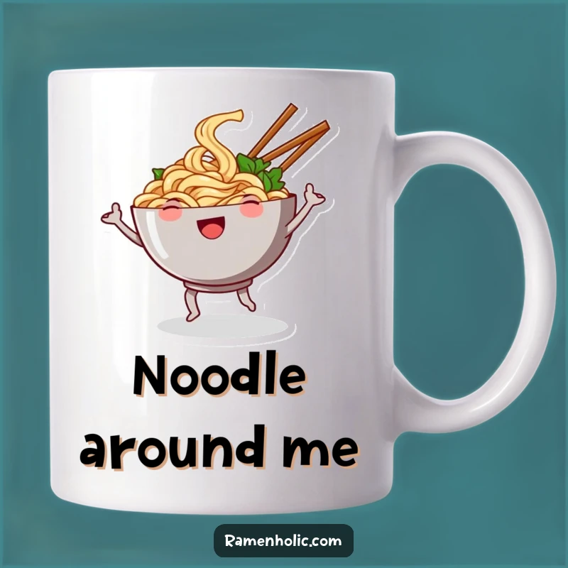 Funny Noodle Dance Mug - A Hilarious Cartoon Bowl of Joyful Pasta Gift