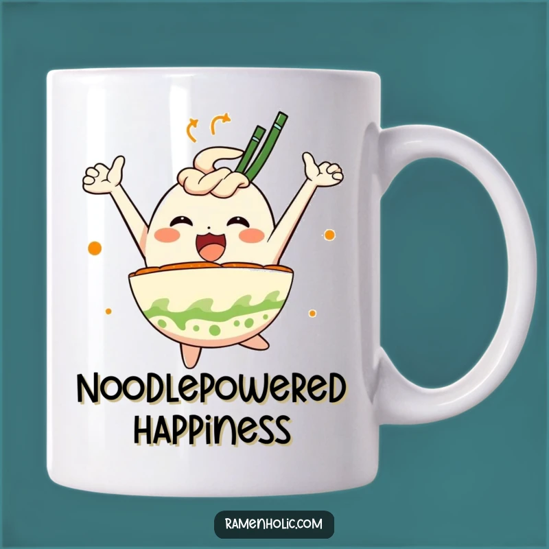 Funny Ramen Bowl Joy Mug: Leaping Noodle Lover's Hilarious Gift