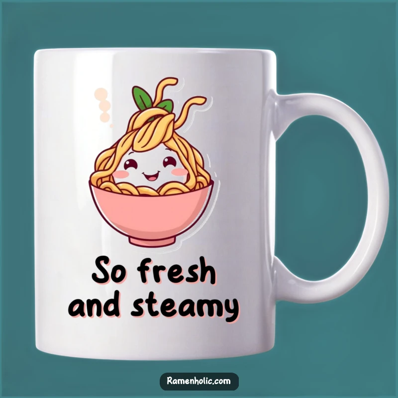 Funny Cheerful Noodle Steam Mug - Joyful Asian Food Gift for Noodle Lovers