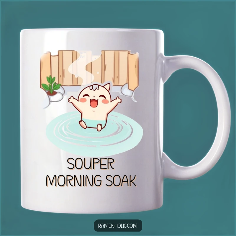 Funny Kawaii Miso Soup Hot Spring Mug: Joyful Soup Art, Perfect Relaxing Funny Gift