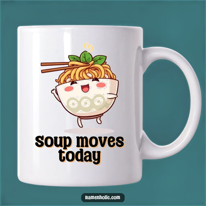 Funny Ramen Bowl Mug: Dancing Character Design, Perfect Gift for Noodle Lovers & Food Fans