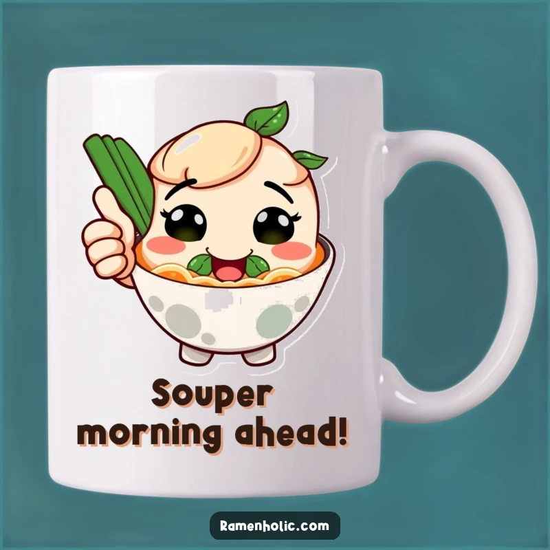 Funny Smiling Ramen Bowl Thumbs Up Mug - Deliciously Hilarious Gift!