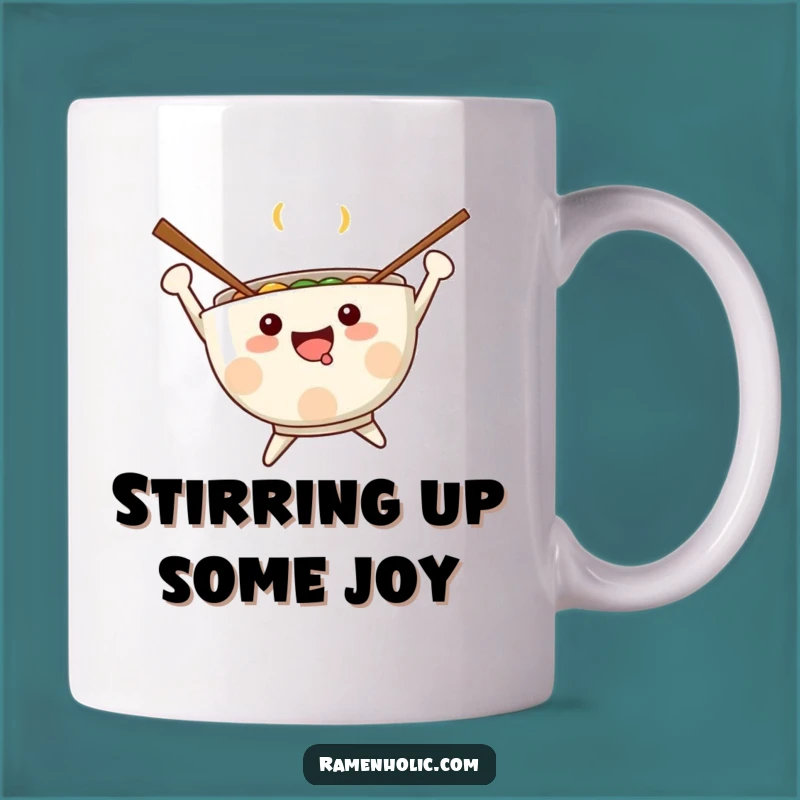 Funny Kawaii Ramen Bowl Mug: Joyful Chopstick Dance, Perfect Funny Gift Idea