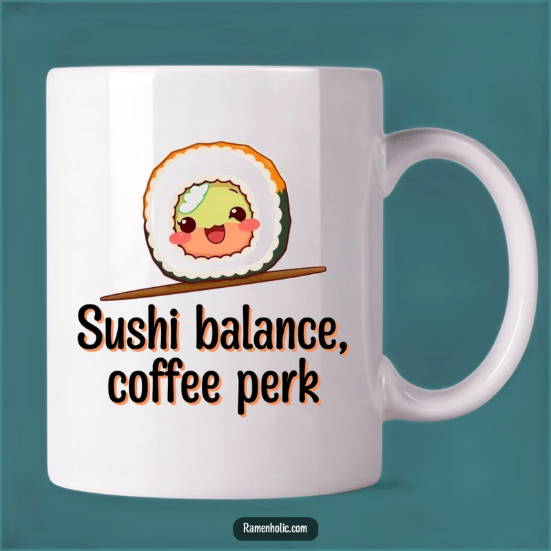 Funny Balancing Sushi Roll Mug - Hilarious Gift for Nigiri Lovers and Jokers