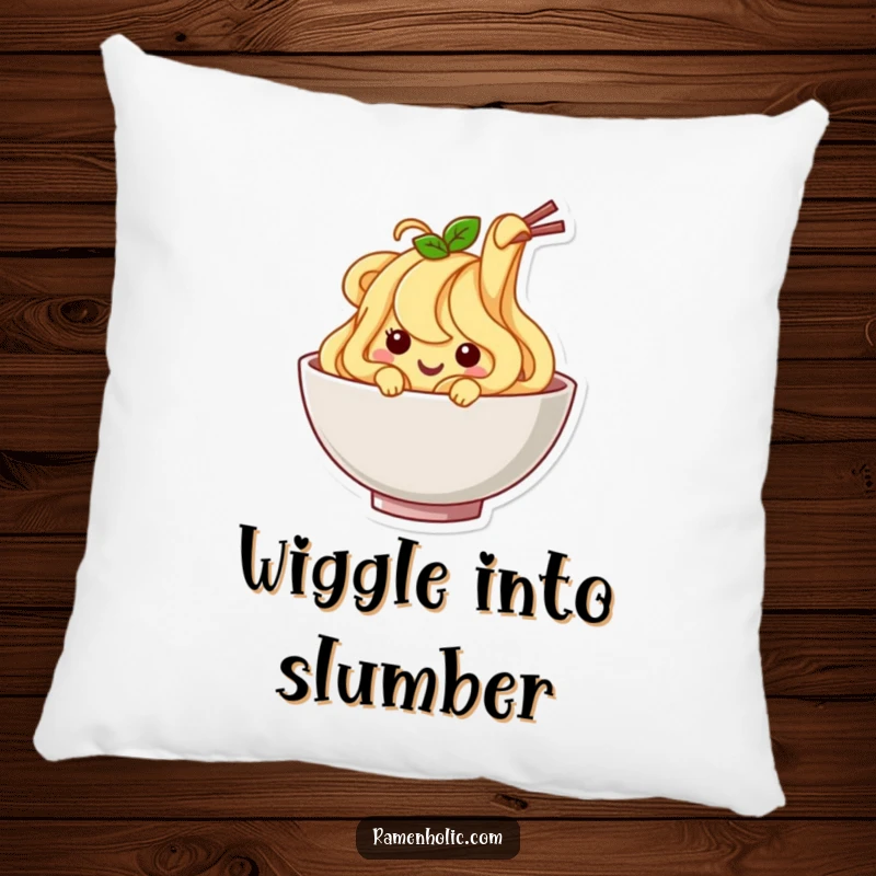Funny Noodle Pillow: A happy noodle character wiggling, providing soft comfort and a cheerful, humorous accent.