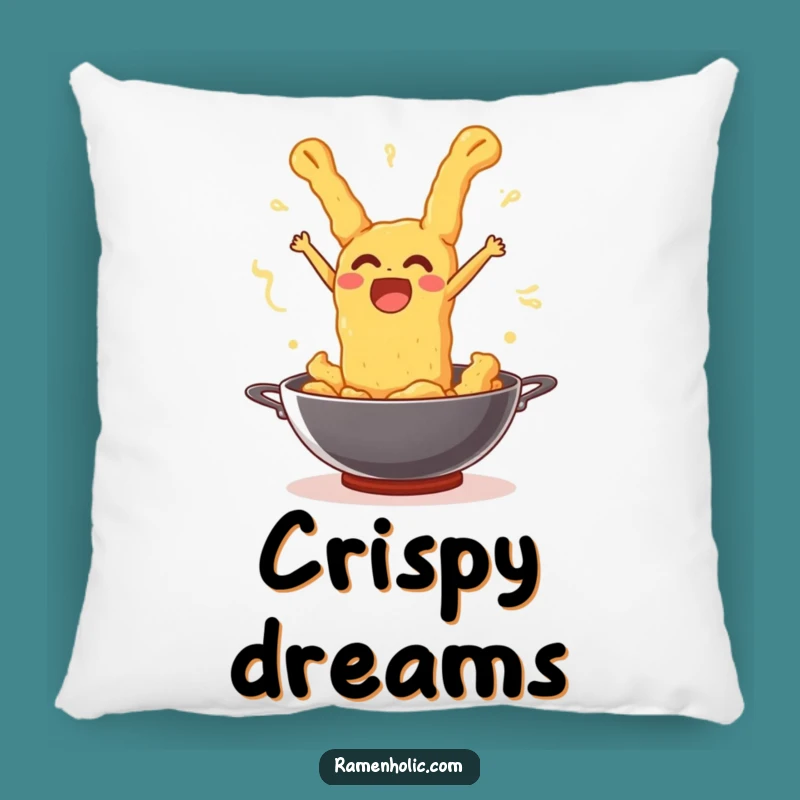 Cozy Funny Tempura Wok Leap Pillow: Soft, Comical Fried Food Decor