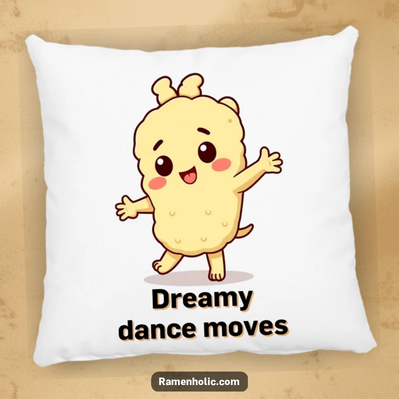 Funny Tempura Pillow: A cheerful tempura character dancing, providing soft comfort and a humorous, decorative accent.