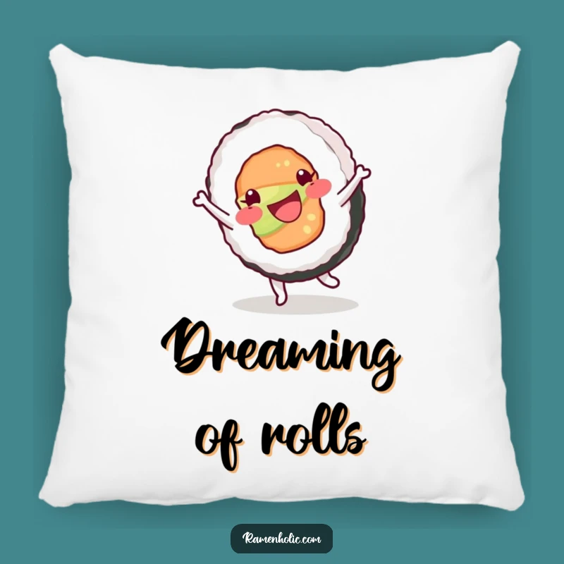 Funny Happy Sushi Roll Cartwheel Pillow, Cozy Playful Decor Gift