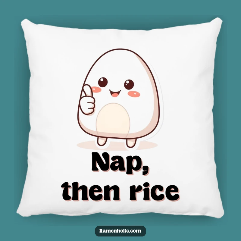Funny Smiling Onigiri Thumbs Up Pillow: Cozy Foodie Decor