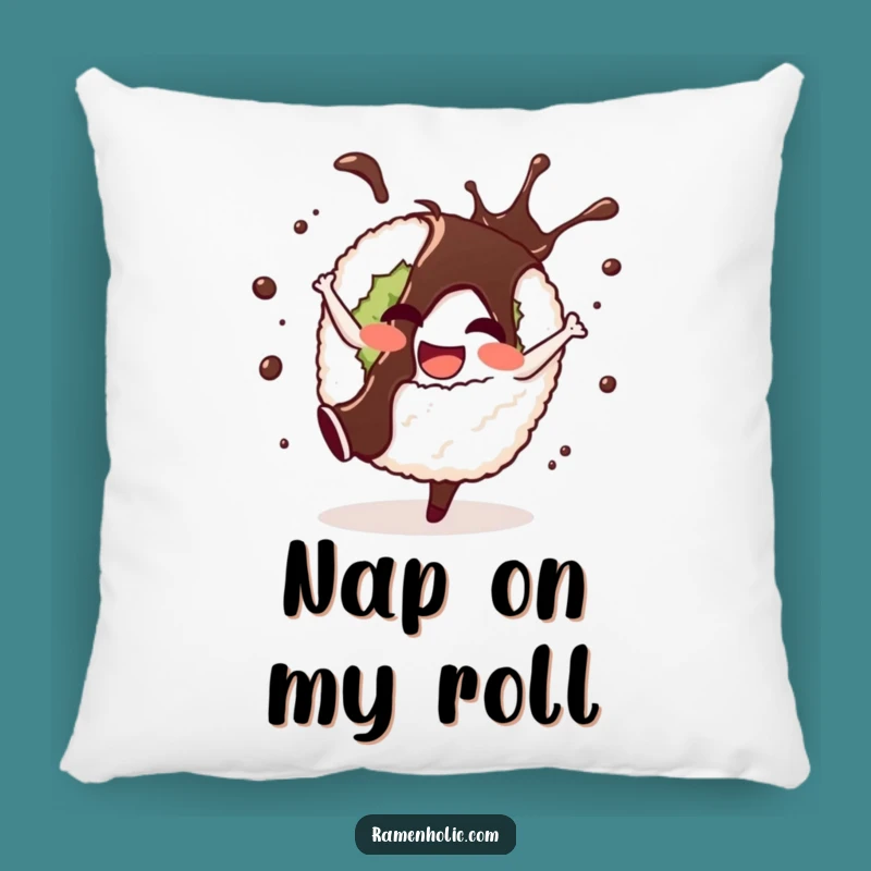 Funny Sushi Cartwheel Pillow - Cozy Cartoon Comfort for Sushi Enthusiasts