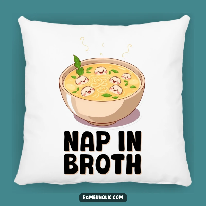 Funny Broth Laughs Pillow - Cozy Cartoon Comfort for Soup Lovers