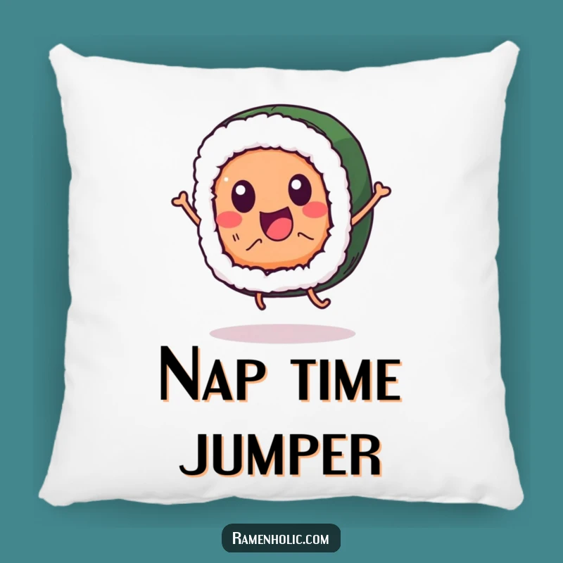 Cozy Funny Sushi Pillow: Jumping Character Cushion, Soft & Hilarious Home Decor, Gift