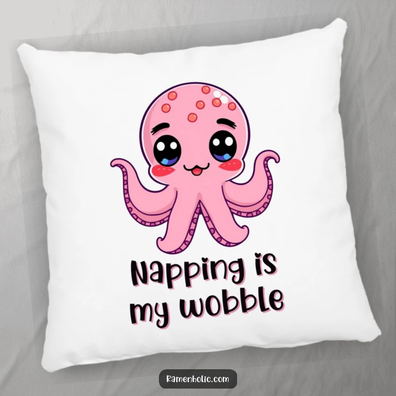 Funny Kawaii Octopus Wiener Pillow with googly eyes wobbling comically, soft and decorative funny gift.