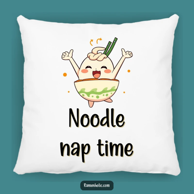 Funny Ramen Bowl Joy Pillow: Soft Leaping Foodie's Hilarious Comfort