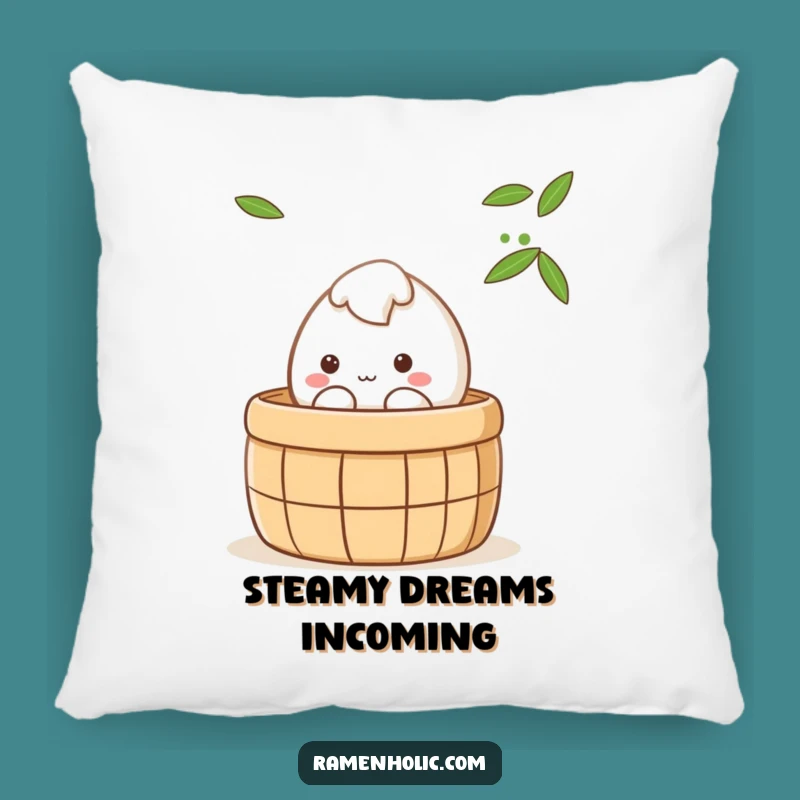 Funny Shy Mochi Pillow: Cute Kawaii Steamer Character Accent Cushion Gift