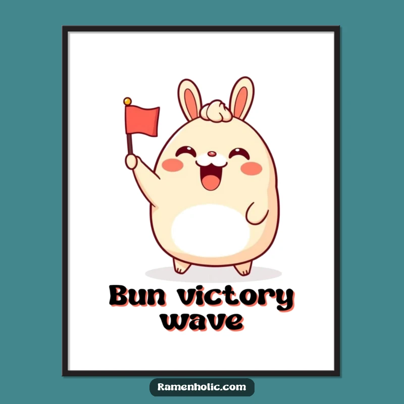 Funny Bao Bun Digital Art: Waving Character Print, Instant Hilarious Wall Decor, Unique Idea
