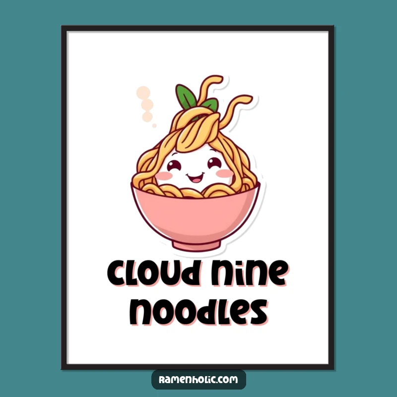 Funny Cheerful Noodle Steam Digital Art - Instant Downloadable Joyful Food Art