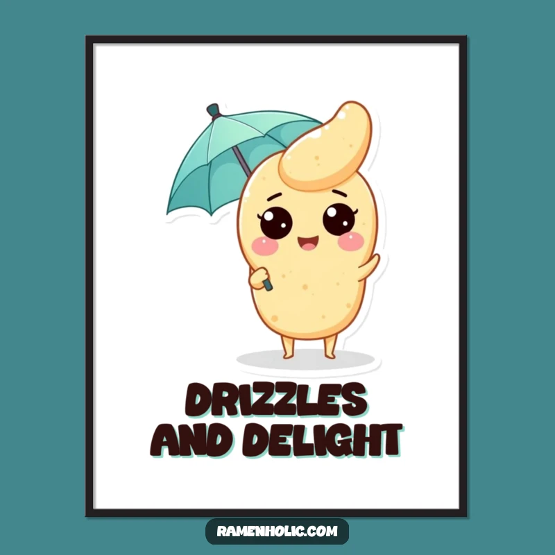 Funny Tempura Umbrella Digital Art: Instant Joyful Japanese Decor