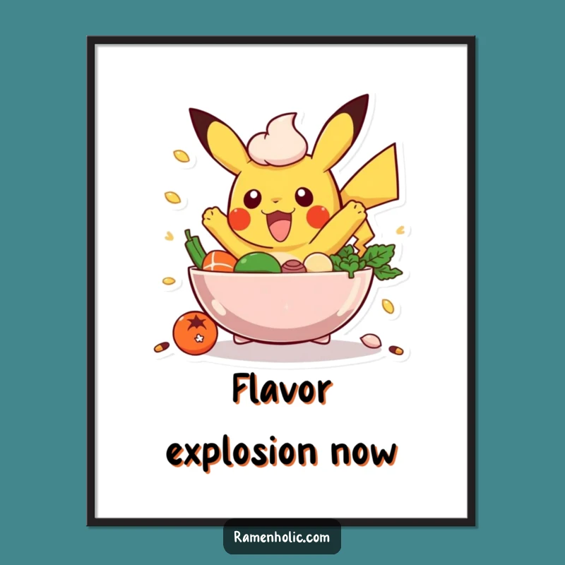 Funny Poke Bowl Digital Art: Instant Energetic Foodie Decor