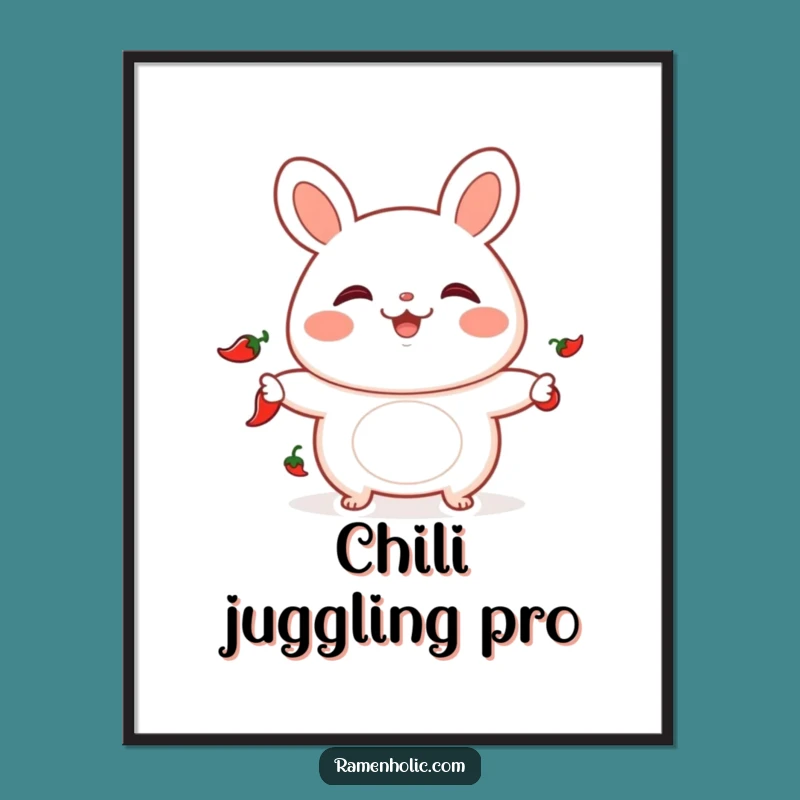 Funny Bao Bun Juggling Chili Digital Art - Instant Downloadable Spicy Food Art