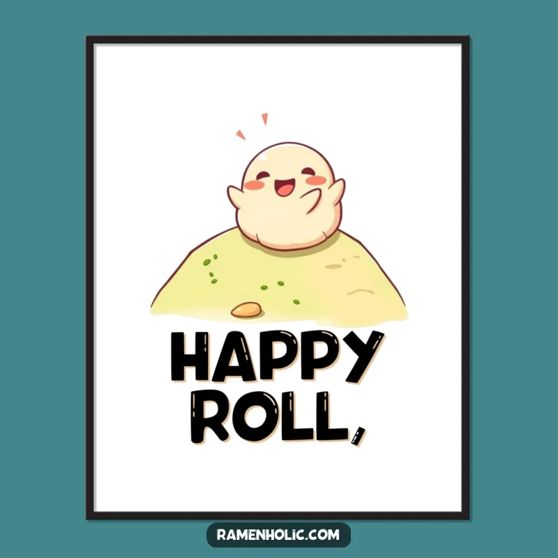 Funny Happy Dumpling Hill Roll Digital Art - Instant Joyful Foodie Decor